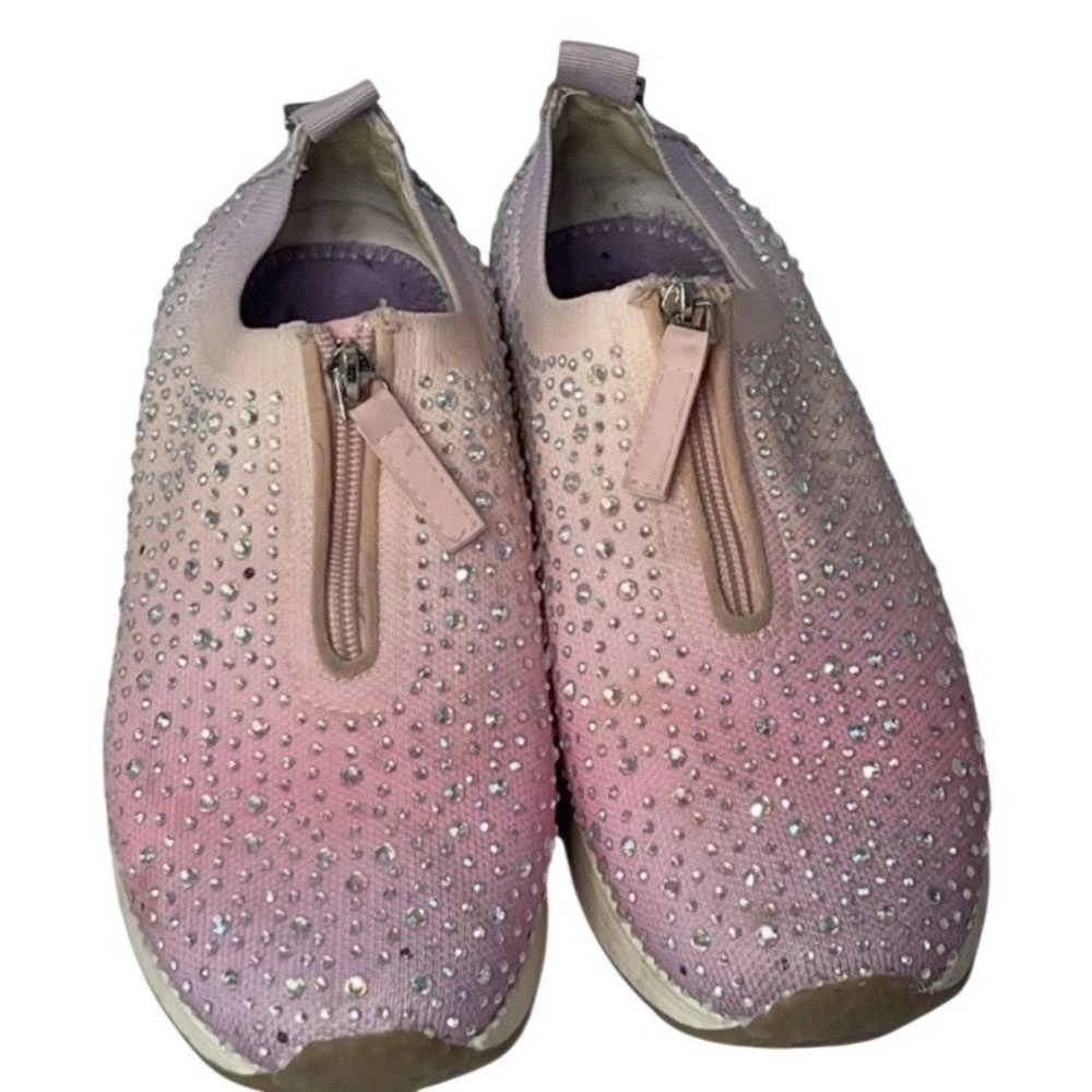 Reaction Kenneth Cole Cameron Zip Sneaker Rhinestone Ombre Pink Purple Sz 9